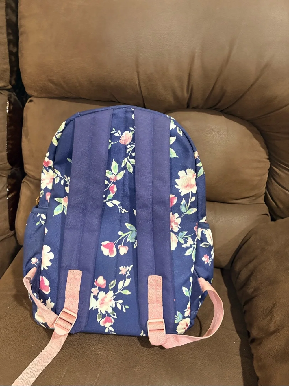The Children's Place Navy Floral Backpack with Pink Trim
